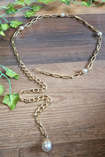 Gold Pearl Chain Belt