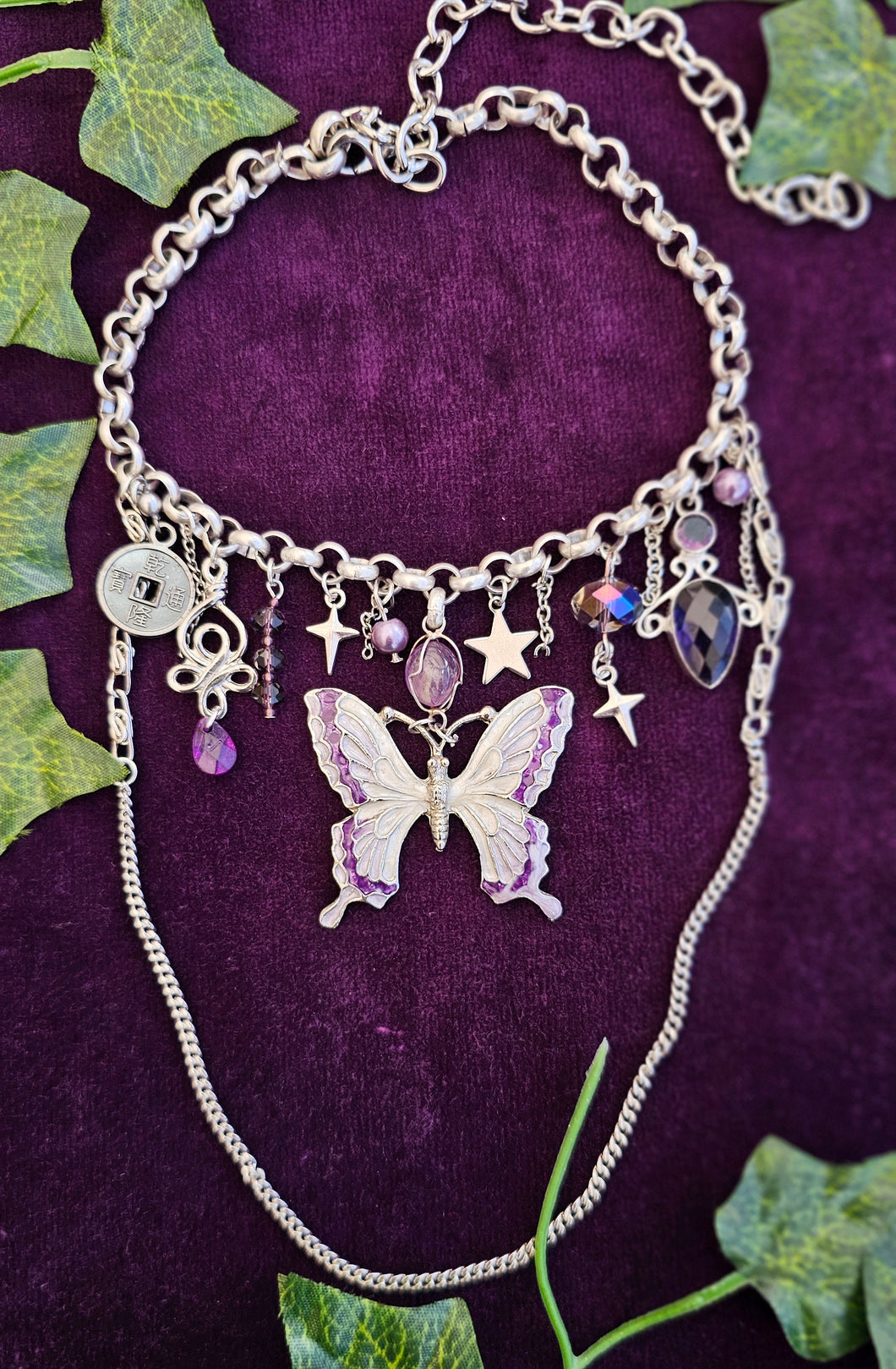 'Purple Butterfly' Treasure Charm Choker