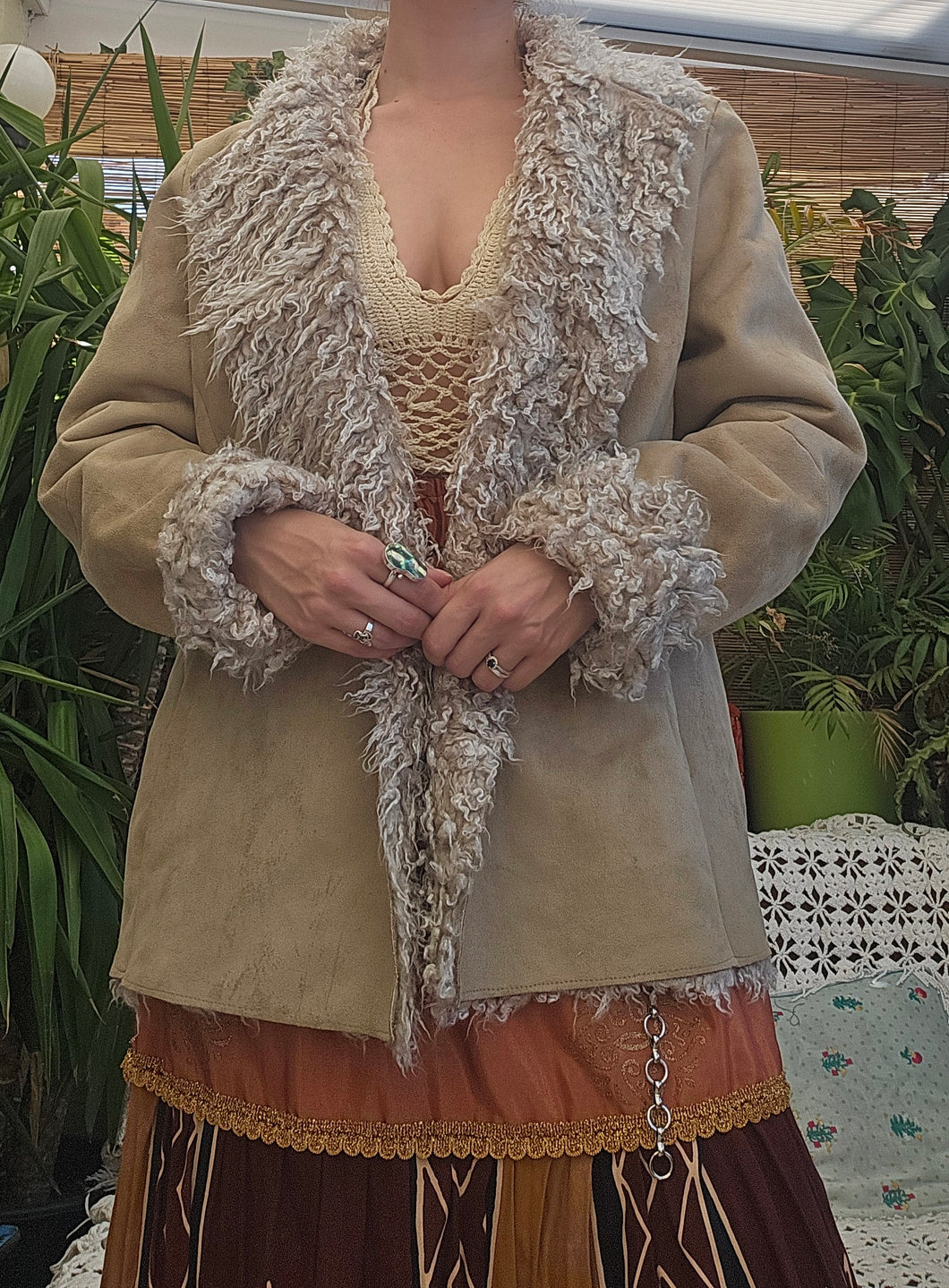 Y2K Faux Fur Afghan Jacket