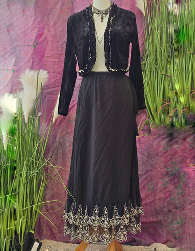 Y2K Lace Trim Long Skirt