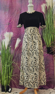 1960s Velvet Detail Maxi Dress