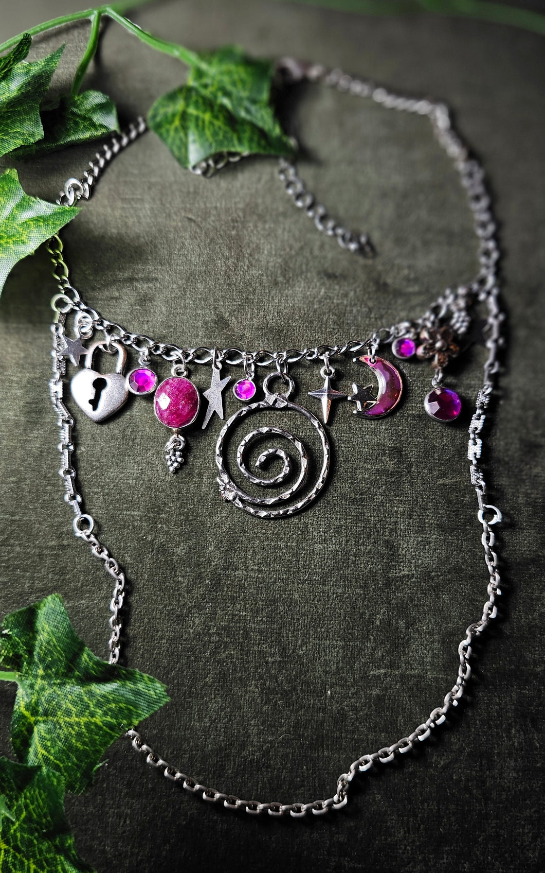 'Magenta Magic' Treasure Charm Choker