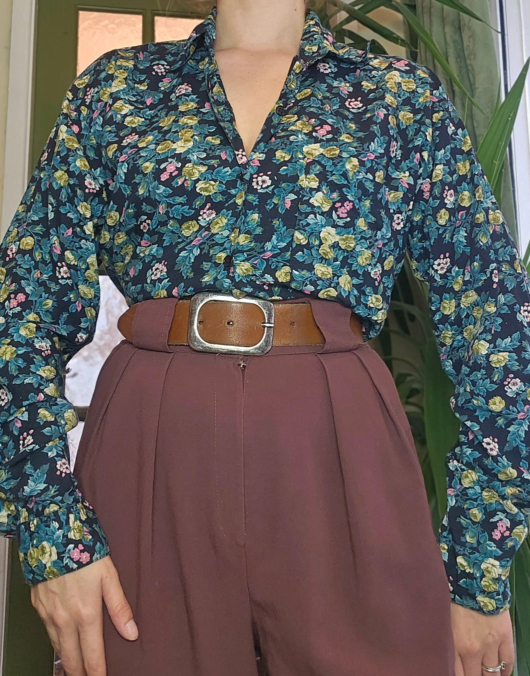 90s Floral Viscose Blouse