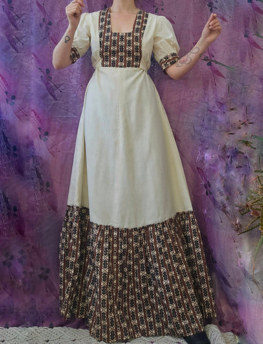 1970s Autumnal Prairie Dress