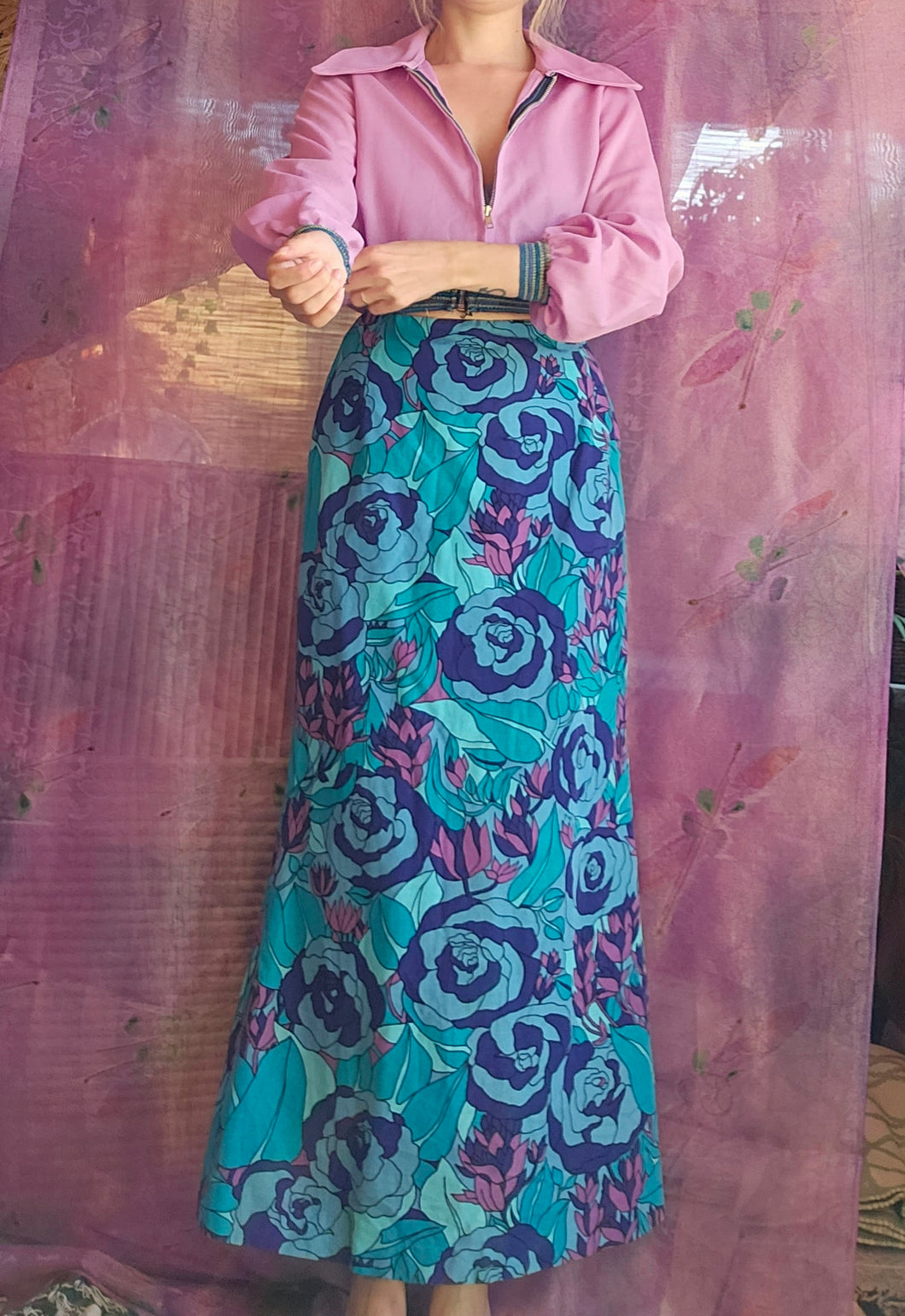1970s Rose Maxi Skirt