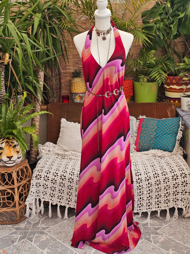 Y2K Trippy Halterneck Maxi