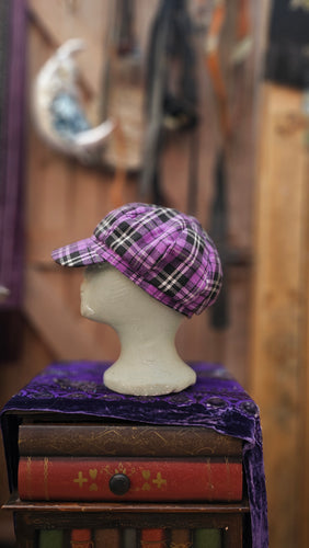 Y2K Purple Plaid Baker Boy Hat
