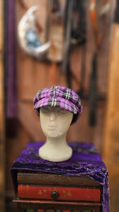 Y2K Purple Plaid Baker Boy Hat