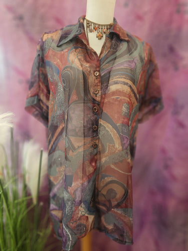 90s Sheer Whimsical Blouse