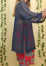 Load image into Gallery viewer, 90s Sheer Teal Duster