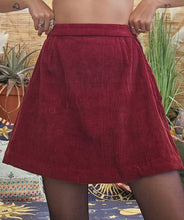 Load image into Gallery viewer, 1970s Burgundy Corduroy Mini Skirt