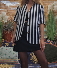 Load image into Gallery viewer, 80s Navy &amp; White Pinstriped Blazer