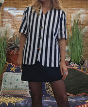 Load image into Gallery viewer, 80s Navy &amp; White Pinstriped Blazer