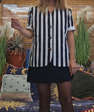 Load image into Gallery viewer, 80s Navy &amp; White Pinstriped Blazer