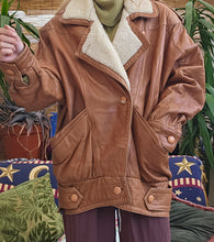 Load image into Gallery viewer, 80s Leather Bomber Jacket