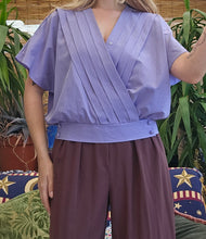 Load image into Gallery viewer, 80s Lilac Wrap Blouse