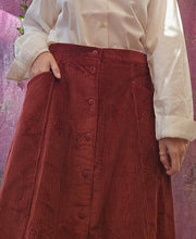 Load image into Gallery viewer, 90s Burnt Orange Corduroy Skirt