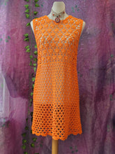 Load image into Gallery viewer, Vintage Crochet Pinafore Dress
