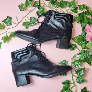 80s Leather Lace Up Boots