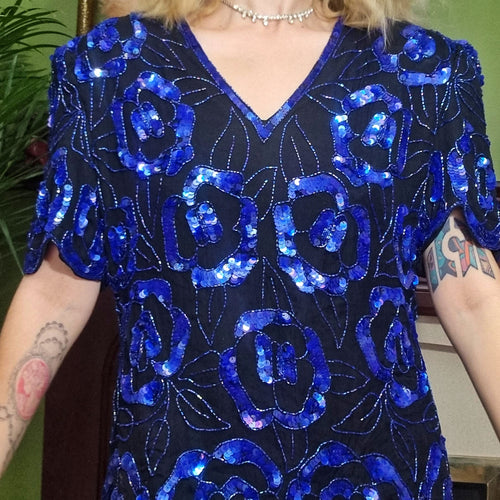 1980s Beaded Silk Blouse