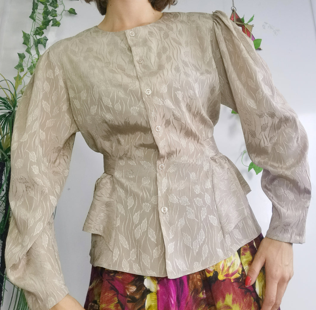 80s Champayne Peplum Blouse