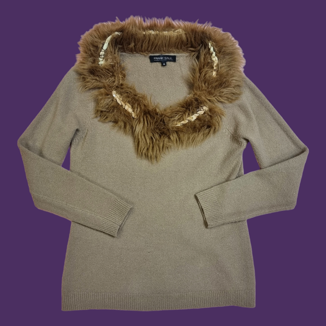 Y2K Faux Fur Trim Sweater